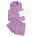 Fsqjgq Outfits for Girls Toddler Baby Girl Clothes Summer Toddler Girls Sleeveless Solid Colour Coat Vest Shorts Three Piece Outfits Set for Kids Clothes Size 120 Purple