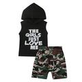 Fsqjgq Toddler Girl Clothing Set Toddler Baby Girl Clothes Toddler Baby Kids Boys Letter Print Hoodie Tops Camouflage Shorts Outfits Set Size 100 Black