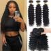 Deep Wave Bundles Human Hair 10 12 14 Inch Brazilian 100% Unprocessed Virgin Human Hair Double Weft Deep Curly Weave Natural Black