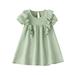 BSDHBS Girl Dress Toddler Kids Girls Solid Cotton Linen Sleeveless Beach Straps Dress Ruffles Princess Dresses Clothes