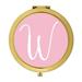 Koyal Wholesale Gold Compact Mirror Bridesmaid s Wedding Gift Blush Pink Monogram Letter W 1-Pack