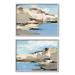 Stupell Industries Seaside Cliff Modern Landscape 2 Piece Framed Giclee Art Set By Ethan Harper Wood in Blue/Brown | 24 H x 30 W x 1.5 D in | Wayfair