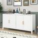 Everly Quinn Condola 63.1" Sideboard, storage credenza, buffet cabinet Wood in White | 31.92 H x 63.13 W x 17.72 D in | Wayfair