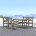 Wildon Home® Stefanos 5-Piece Grey-Washed Farmhouse Wood Patio Dining Set Wood in Brown/Gray/White | 59 W x 31 D in | Wayfair