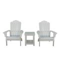 Plastic Poly Outdoor Bistro Set with 2 Chairs and Attached Center Table 3 Piece Patio Furniture Set All Weather Conversation Set for Garden Patio Backyard White
