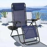 Dkeli Zero Gravity Chair Folding Mesh Zero Gravity Recliner with Cup Holder and Pillow Support 300lbs for Deck Lawn Poolside Camping Blue