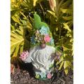 Solar Bearded Gnome Figurine Gift Carrying Succulents and Bird Outdoor Decorations for Patio Yard Lawn Porch Ornamentï¼ˆGreen Grassy Dwarfï¼‰