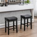 Bar Stools Set of 2 Counter Height Bar Stools 26 Inch Saddle Stool PU Leather Counter Stools Kitchen Stools Backless Kitchen Outdoor Farmhouse Bar Stools Chairs Black