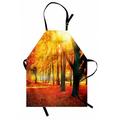 Colorful Apron Landscape Image of Foliage and Trees at Autumn Season Designed in Warm Tones Unisex Kitchen Bib with Adjustable Neck for Cooking Gardening Adult Size Multicolor by Ambesonne