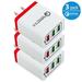 3-Pack URUS USB Wall Charger 30W 3-Ports with Quick Charge 3.0 Wall Charger Adapter Fast Charging for Samsung Galaxy S23/S22/S21/S20/S10/S9/S8 Ultra iPhone 14/13/12/11 Pro Mini X/Xs White/Red