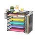 Samstar Desk File Organiser, Paper Letter Tray with 5 Tier Racks Shelves,1 Extra Vertical File Sorter and Pen Holders for Office Supplies,Black