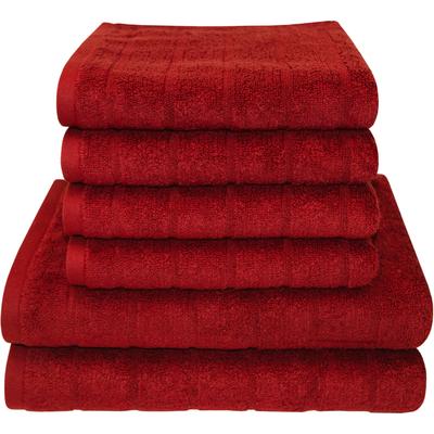 Handtuch Set DYCKHOFF "City Lights", rot (rubin), 6 St., Walkfrottier, Walkfrottier, Obermaterial: 100% Baumwolle, Handt