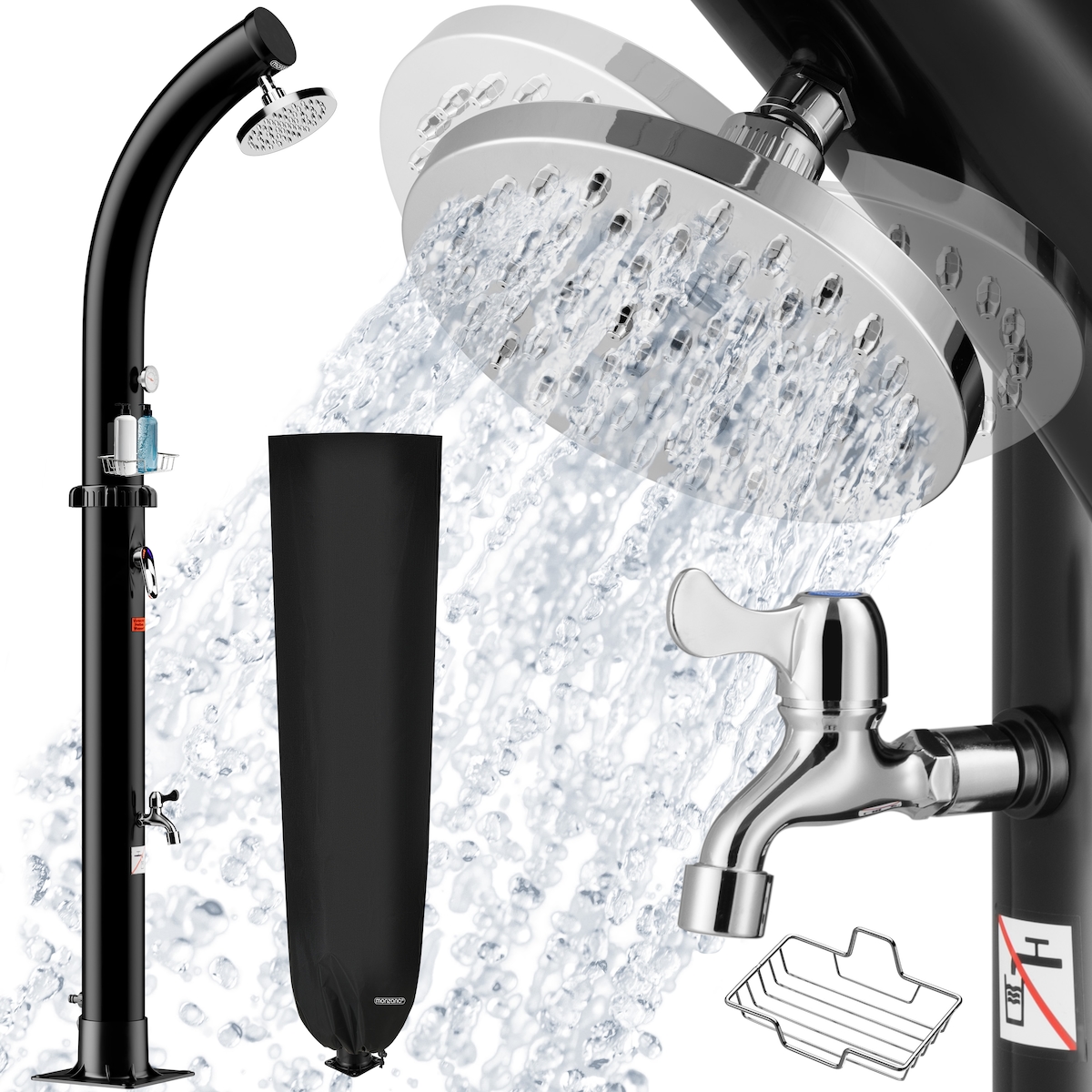 MONZANA Solardusche 20 Liter 360° Duschkopf max.60°C Fußdusche Schlauchanschluss Pooldusche Gartendusche Camping Image