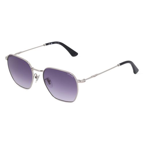 Police POISPLL06 Herren-Sonnenbrille Vollrand Achteckig Metall-Gestell, silber