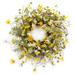 Yellow and White Daisy Twig Spring Floral Wreath, 24-Inch