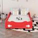 Twin Size Car-Shaped Platform Bed for Kids Bedroom, Solid Wood Bedframe with Wheels, No Need Spring Box, Modern Style