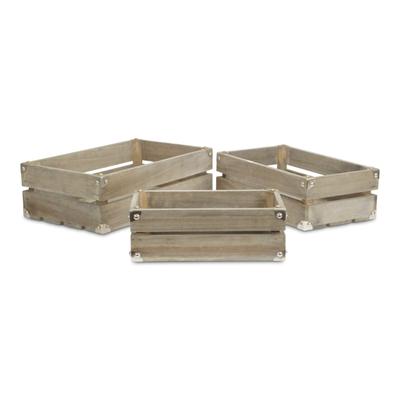 Rustic Farmstead Dark Brown Wooden Studded Crate Set