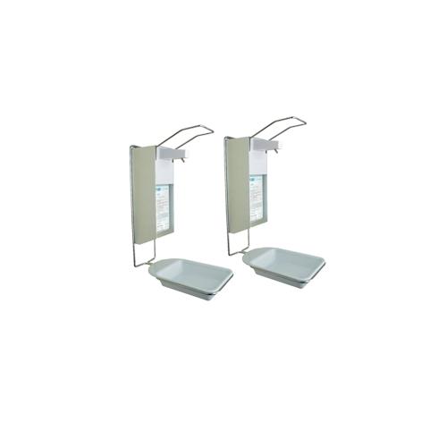 2 Desinfektionsspender mit Abtropfschale | Alu/Kunststoff | 1000 ml