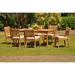 Teak Dining Set: 6 Seater 7 Pc: 71 Rectangle Table & 6 Stacking Arbor Armless Chairs Outdoor Patio Grade-A Teak Wood WholesaleTeak #WMDSABr