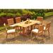 Teak Dining Set: 6 Seater 7 Pc: 69 Warwick Console Folding Dining Rectangle Table And 6 Arbor Armless Chairs Outdoor Patio Grade-A Teak Wood WholesaleTeak #WMDSAB36