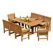 Grade-A Teak Dining Set: 8 Seater 9 Pc: Warwick Console Folding Rectangle Table And 8 Devon Arm Chairs Outdoor Patio WholesaleTeak #51DV1509