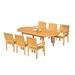 Grade-A Teak Dining Set: 6 Seater 7 Pc: 94 Oval Table And 6 Leveb Stacking Arm Chairs Outdoor Patio WholesaleTeak #51LV2207