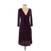 Gap Casual Dress - A-Line Plunge 3/4 sleeves: Burgundy Print Dresses - Women's Size Small