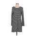 Lou & Grey Casual Dress - Mini Scoop Neck Long sleeves: Blue Color Block Dresses - Women's Size Medium