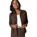 Plus Size Women's Classic Cotton Denim Jacket by Jessica London in Chocolate (Size 34) 100% Cotton Jean Jacket