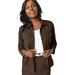 Plus Size Women's Classic Cotton Denim Jacket by Jessica London in Chocolate (Size 34) 100% Cotton Jean Jacket