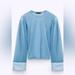 Zara Tops | Combined Tulle Top Sheer Look | Color: Blue | Size: Various