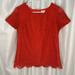 J. Crew Tops | J. Crew Lace Cut Out Coral Short Sleeved Blouse Size 2 | Color: Pink/Red | Size: 2
