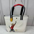 Coach Bags | Coach Marvel Jes Tote Leather Carol Danvers Coach Bag Purse Limited Edition New | Color: Red/White | Size: 13" (L) X 11 3/4" (H) X 6" (W)