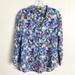 Ralph Lauren Tops | Lauren Ralph Lauren Womens Size Xl Blue Floral 3/4 Sleeve Button Up Shirt | Color: Blue | Size: Xl