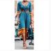 Anthropologie Dresses | Anthropologie Maeve Beloved Tie Front 3/4 Sleeve Midi Dress | Color: Blue/Orange | Size: L