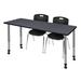 Regency Romig Kee Adjustable Height Rectangle 2-Student Activity Table & Chair Set Wood/Metal in Gray | 34 H x 66 D in | Wayfair MT6624GYAPCGY40BK