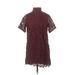 ASOS Casual Dress - Shift Turtleneck Short sleeves: Burgundy Print Dresses - Women's Size 4