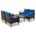 Wildon Home® Strattford 4 Piece Sofa Seating Group w/ Cushions Wood/Natural Hardwoods in Brown/White | Outdoor Furniture | Wayfair