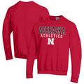 Men's Champion Scarlet Nebraska Huskers Athletics Logo Stack Pullover Sweatshirt