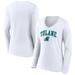 Women's Fanatics Branded White Tulane Green Wave Campus Long Sleeve V-Neck T-Shirt