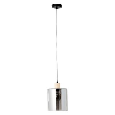 BRILLIANT Pendelleuchte "Weald", schwarz (schwarz, rauch, holz), Ø 20cm, Lampen, Höhe 120 cm, Ø 20 cm, E27, kürzbar, Gla