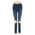 Free People Jeans - Mid/Reg Rise Skinny Leg Denim: Blue Bottoms - Women's Size 26 - Dark Wash