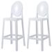Set of 2 Smoke Modern 30" Seat Bar Stool Counter Height With Back Plastic Chairs For Home Restaurant Office