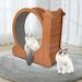 Miumaeov Cat Toys Cat Running Wheel Treadmill with Safety Lock Cat Furniture Silent Wooden Exercise Wheel 43.3*13.4*40.1in