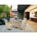 East West Furniture Outdoor Patio Set- a Wicker Dining Table and Backyard Armchair with Cushion, Cream(Pieces Option)