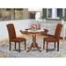 East West Furniture Dinette Set- a Dining Table with Pedestal and Brown Pu Leather Upholstered Chairs, Mahogany (Pieces Options)