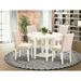 East West Furniture Kitchen Table Set- a Dining Table and Light Beige Linen Fabric Parson Chairs, Linen White(Pieces Options)