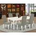 East West Furniture Kitchen Table Set- a Rectangle Dining Table and Dark Shitake Padded Chairs, Linen White (Pieces Option)