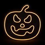 15" Orange LED Neon Style Jack-O-Lantern Halloween Window Silhouette