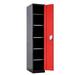 Hallowell Fort Knox Locker - Full Height Door 18 W x 24 D x 78 H Black Body Red Doors (textured) 1-Tier 1-Wide All-Welded